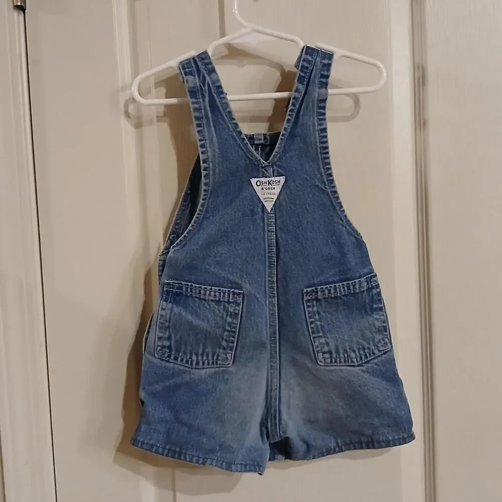Vintage 90s OshKosh B'Gosh Vestbak denim blue jean shorts bib overalls 3T